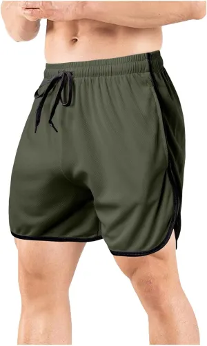 Men's Mesh Gym Shorts with Pockets Performance for Workouts Basketball Shorts Casual Elastic Running Shorts