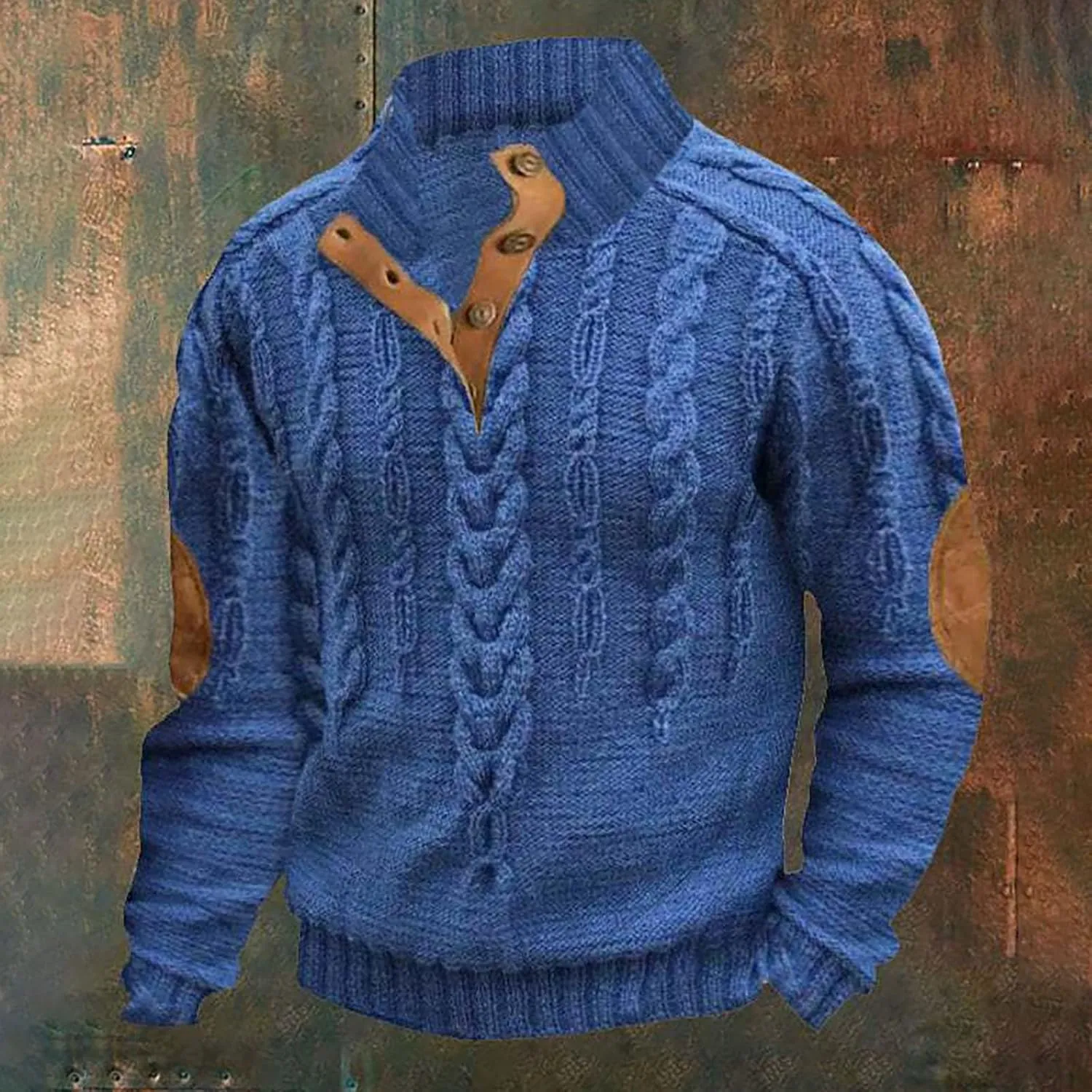 Mens Quarter Button Sweatshirt Independence Day Casual Fashion Soft And Comfortable Vintage Stand Collar Long Sleeve