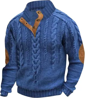 Mens Quarter Button Sweatshirt Independence Day Casual Fashion Soft And Comfortable Vintage Stand Collar Long Sleeve