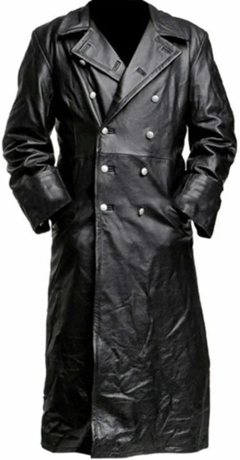 Men's Retro Leather Jacket Open Front Cardigan Jackets Full Length Steampunk Long Overcoat Fall Winter Long Trench Coat