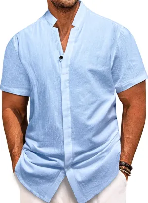 Mens Short Sleeve Shirts Casual Shirts Mens Button Down Short Sleeve Shirt V Neck Shirts Men Beach Summer Shirt