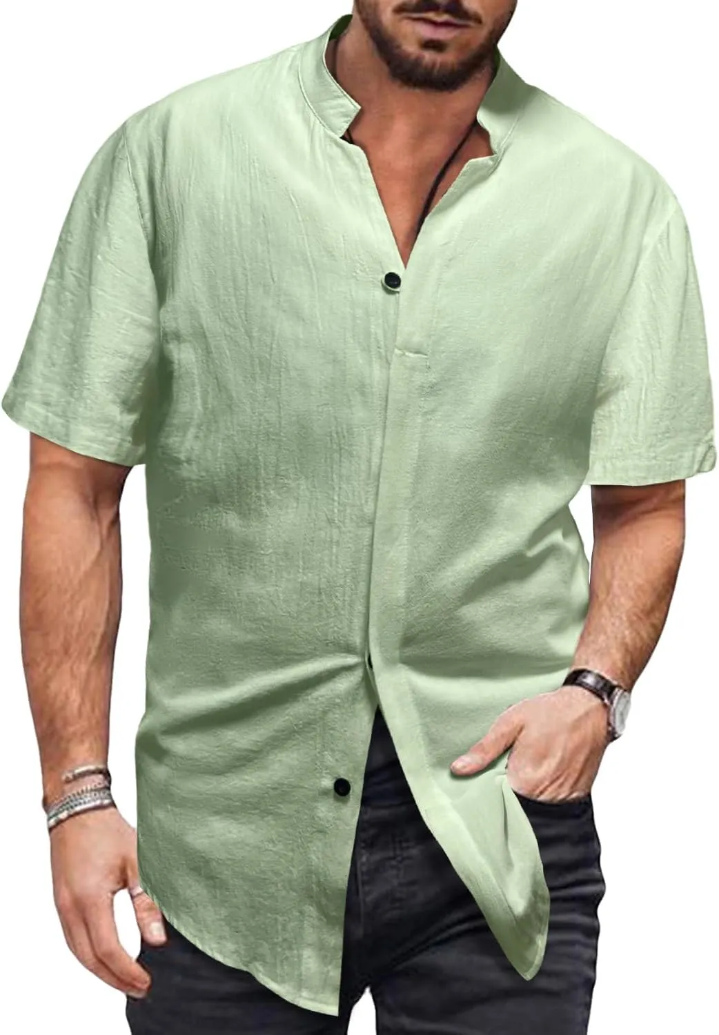 Mens Short Sleeve Shirts Casual Shirts Mens Button Down Short Sleeve Shirt V Neck Shirts Men Beach Summer Shirt
