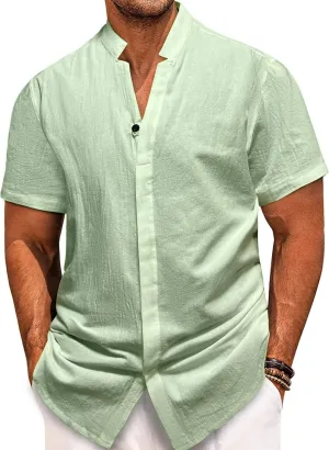 Mens Short Sleeve Shirts Casual Shirts Mens Button Down Short Sleeve Shirt V Neck Shirts Men Beach Summer Shirt