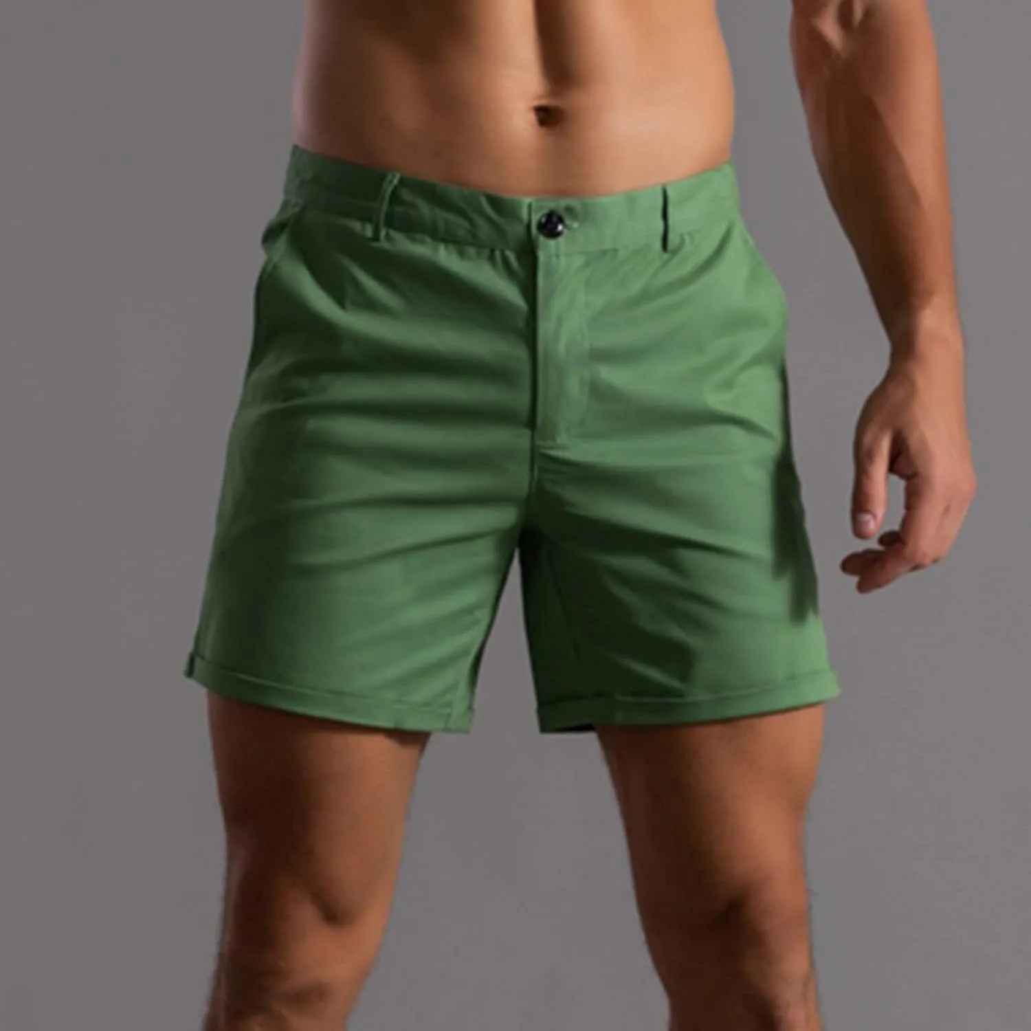 Men's Shorts Slim Fit Flat Front Stretch Casual Short Shorts Outdoor Athletic Workout Running Activewear Pants