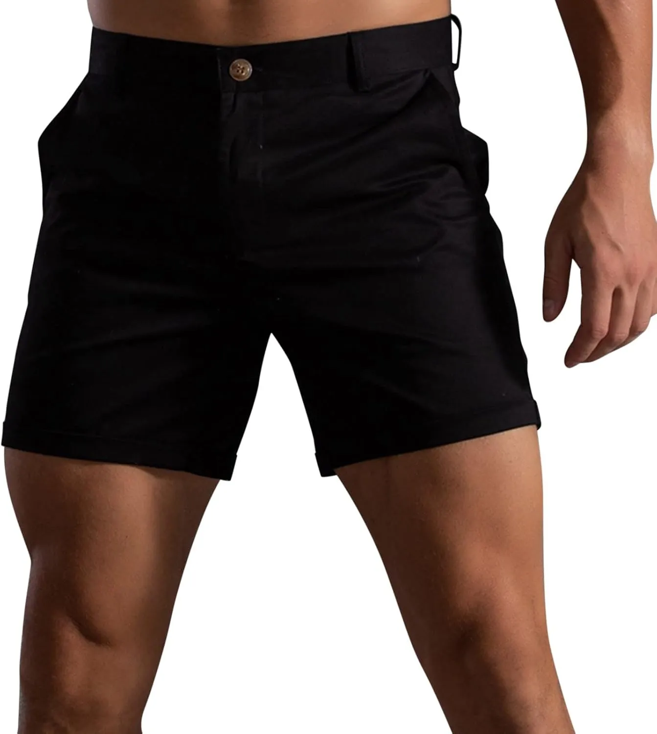 Men's Shorts Slim Fit Flat Front Stretch Casual Short Shorts Outdoor Athletic Workout Running Activewear Pants