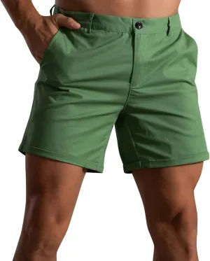 Men's Shorts Slim Fit Flat Front Stretch Casual Short Shorts Outdoor Athletic Workout Running Activewear Pants