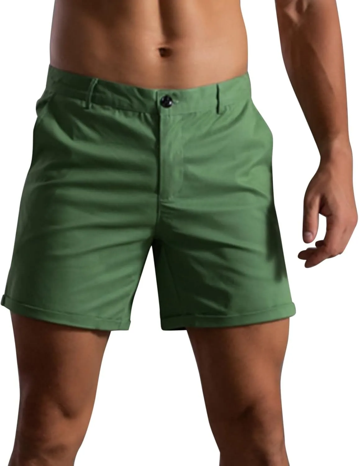 Men's Shorts Slim Fit Flat Front Stretch Casual Short Shorts Outdoor Athletic Workout Running Activewear Pants