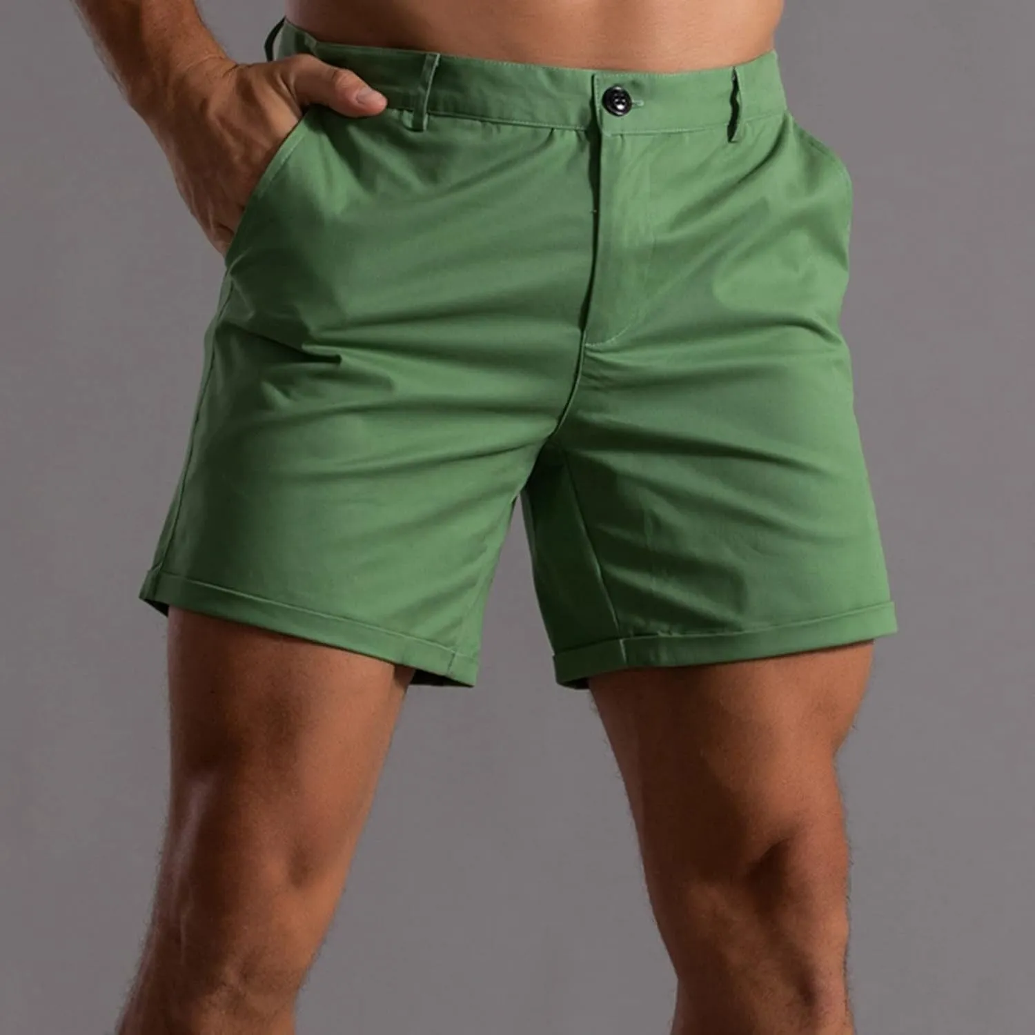 Men's Shorts Slim Fit Flat Front Stretch Casual Short Shorts Outdoor Athletic Workout Running Activewear Pants