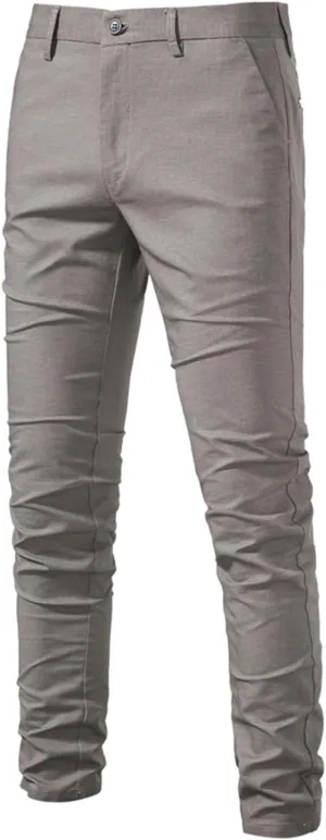 Men's Skinny-Fit Casual Stretch Chino Pant Classic Fit Flat Front Dress Pants Slim Fit Slacks Tapered Trousers