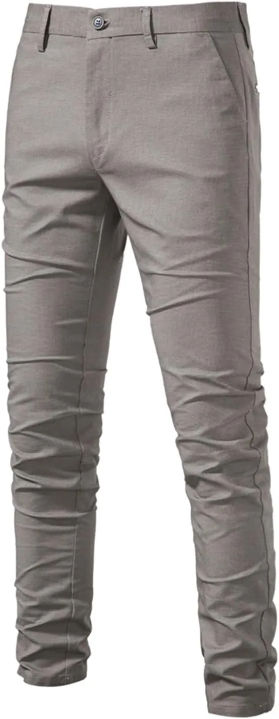 Men's Skinny-Fit Casual Stretch Chino Pant Classic Fit Flat Front Dress Pants Slim Fit Slacks Tapered Trousers
