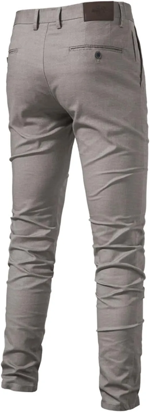 Men's Skinny-Fit Casual Stretch Chino Pant Classic Fit Flat Front Dress Pants Slim Fit Slacks Tapered Trousers