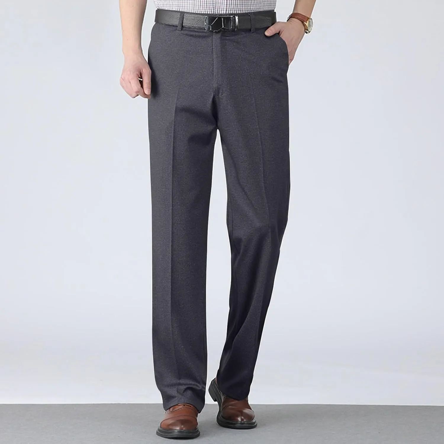 Mens Slim Fit Dress Pants Premium Comfy Classic Fit Flat Front Hidden Waistband Pant (Regular and Big & Tall Sizes)