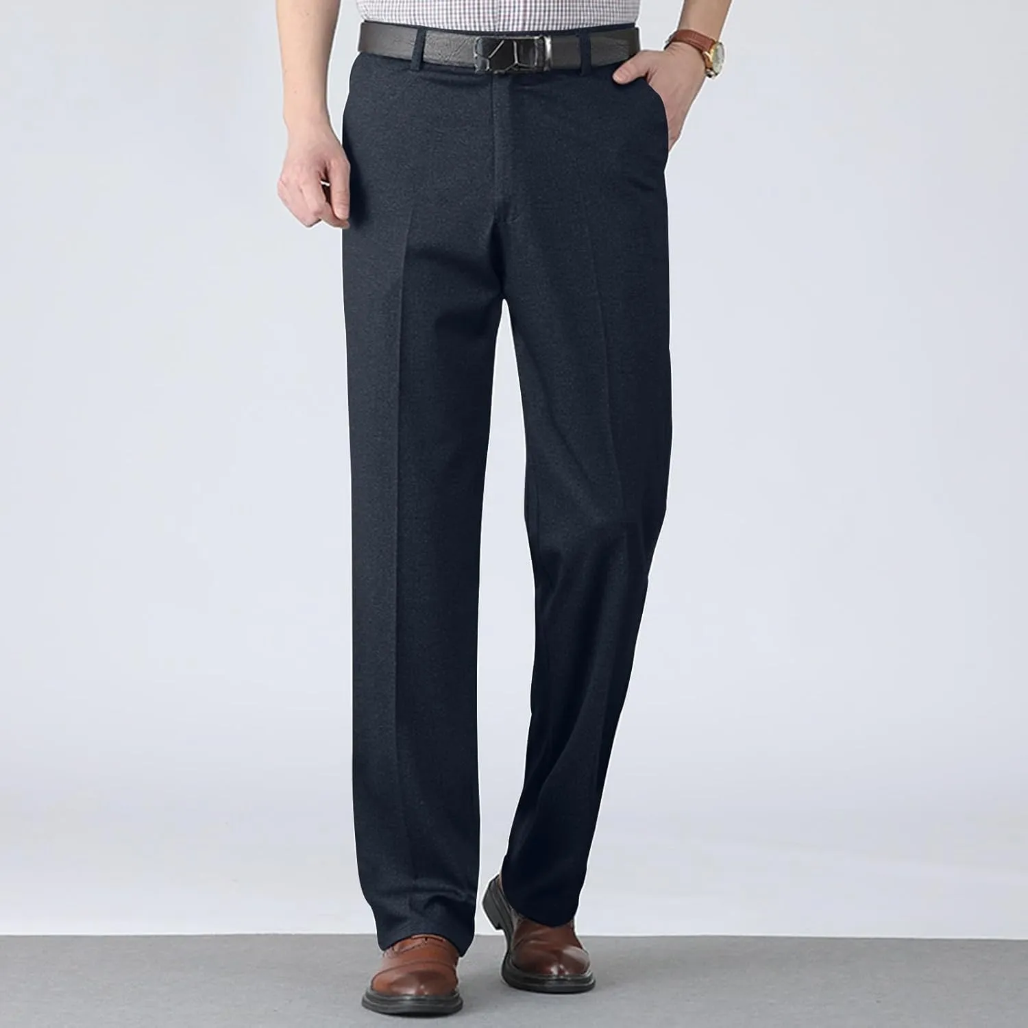 Mens Slim Fit Dress Pants Premium Comfy Classic Fit Flat Front Hidden Waistband Pant (Regular and Big & Tall Sizes)
