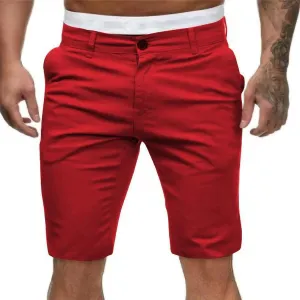 Men's Slim Fit Stretch Shorts Casual Fashion Vacation Beach Shorts Drawstring Elastic Waist Streetwear Short