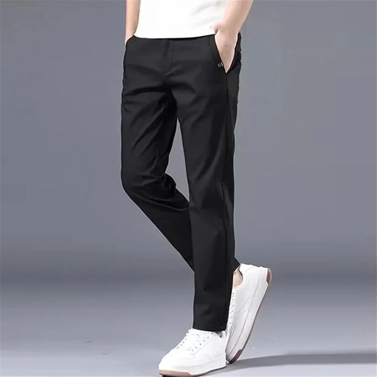 Men's Slim Fit Thin Chino Pant Casual Flat Front Flex Classic Full Pants Middle Waist Man Trousers