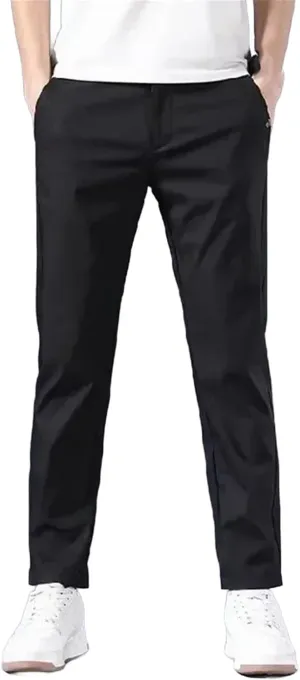 Men's Slim Fit Thin Chino Pant Casual Flat Front Flex Classic Full Pants Middle Waist Man Trousers