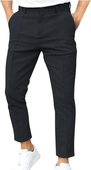Men's Stretch Dress Pants Slim Fit Skinny Suit Pants Business Casual Fashion Golf Pants Pleated Front Dress Pants