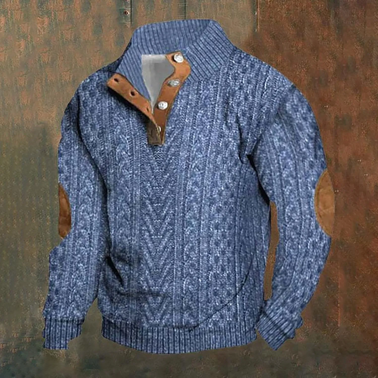 Mens Sweater Fall And Winter Casual Long Sleeved Zipper Shaker Warm Long Sleeved Sweater Tops Men'S Stand Up Collar