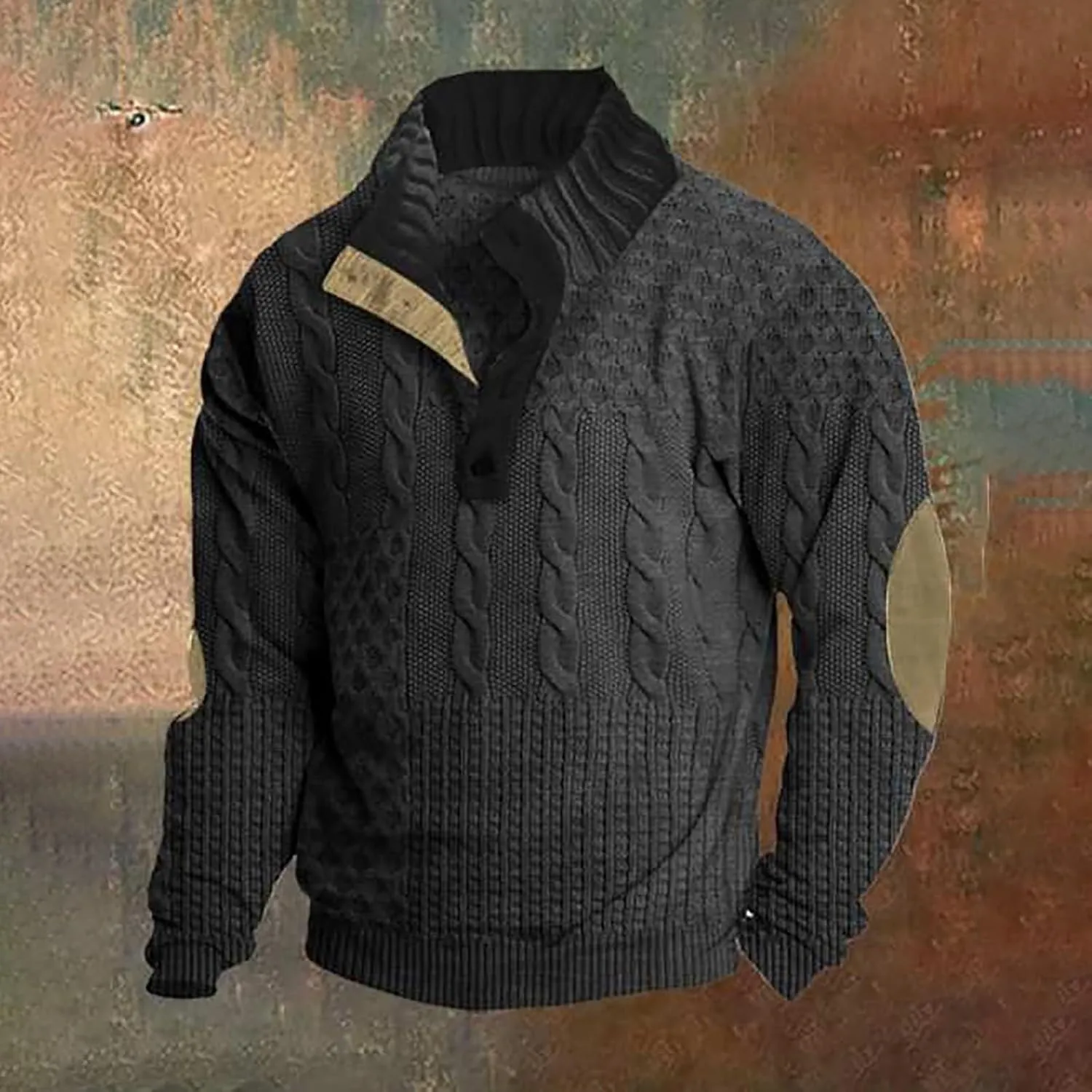 Mens Sweater Fall And Winter Casual Long Sleeved Zipper Shaker Warm Long Sleeved Sweater Tops Men'S Stand Up Collar