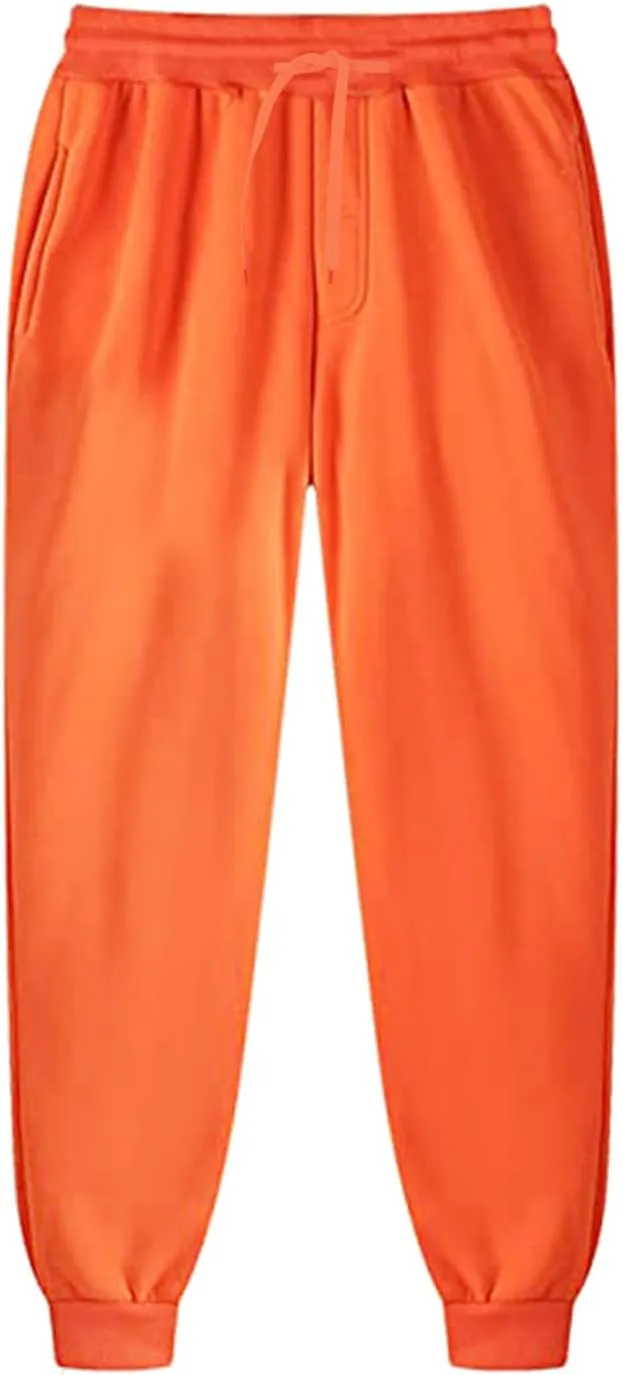 Mens Sweatpants Joggers Pants Man Heavyweight Fleece Cargo Sweatpants Elastic Waist Drawstring Straight Leg Athletic