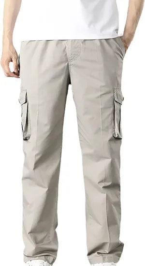Mens Sweatpants Pockets Lightweight Cargo Sweatpants Stretch Waistband Workout Joggers Outdoor Athletic Hiking Pants