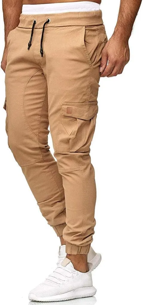 Mens Sweatpants with Pockets Casual Straight-Leg Trousers Mens Heavyweight Cargo Fleece Sweatpants Stretch Elastic