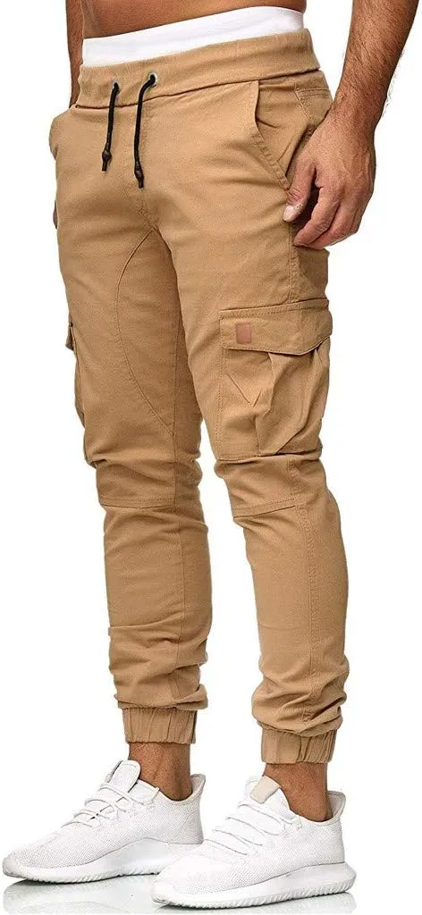 Mens Sweatpants with Pockets Casual Straight-Leg Trousers Mens Heavyweight Cargo Fleece Sweatpants Stretch Elastic