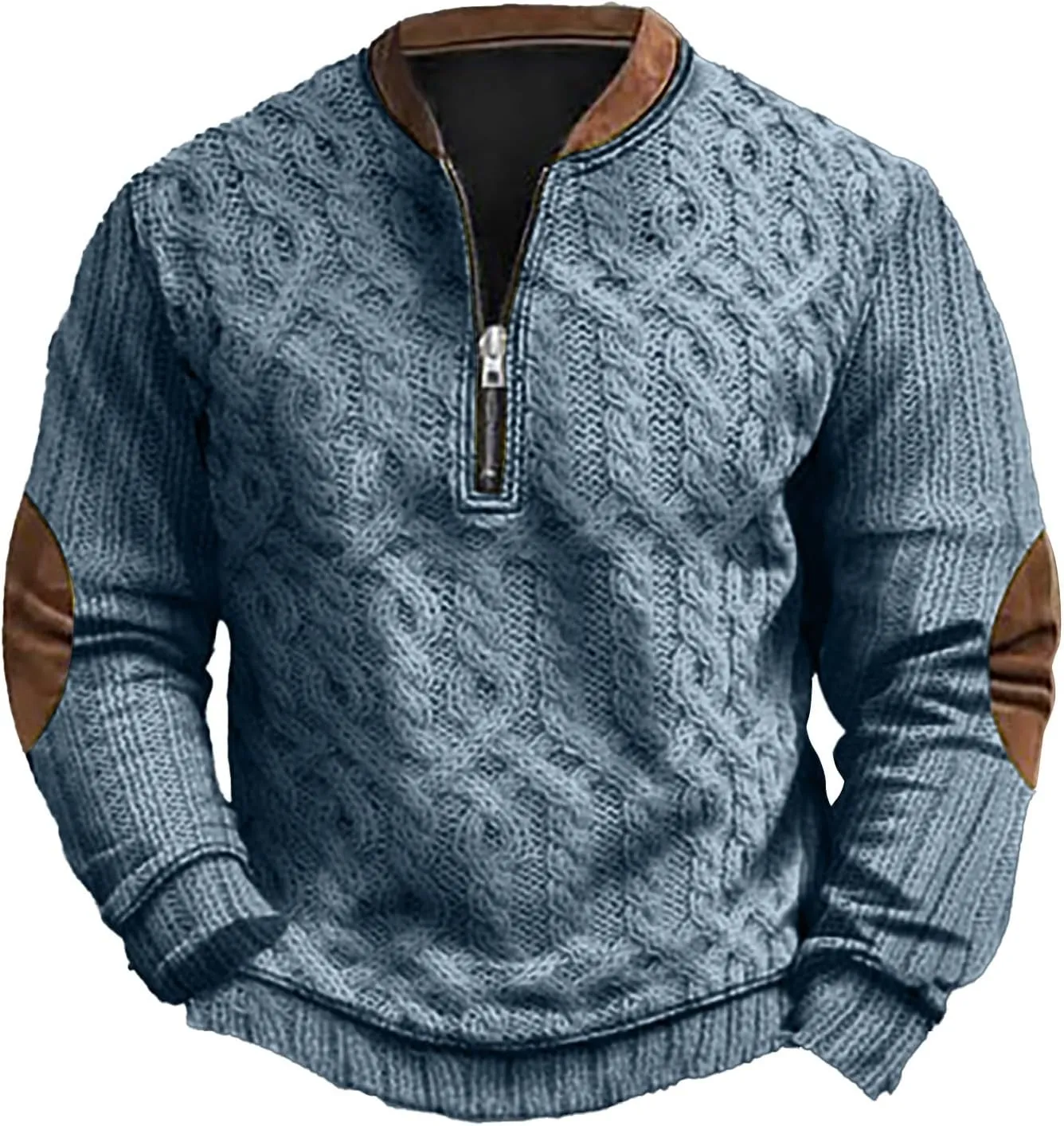 Mens Sweatshirts Hoodies Quarter Zip Oversized Vintage Printed Knit Pullover Loose Warm Fashion Crew Neck Sweater