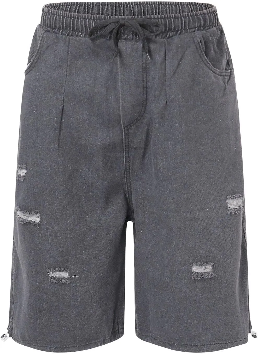 Mens Wide Leg Hip Hop Cropped Jean Shorts Baggy Denim Shorts with Pockets Aesthetic Pants Streetwear Clothes