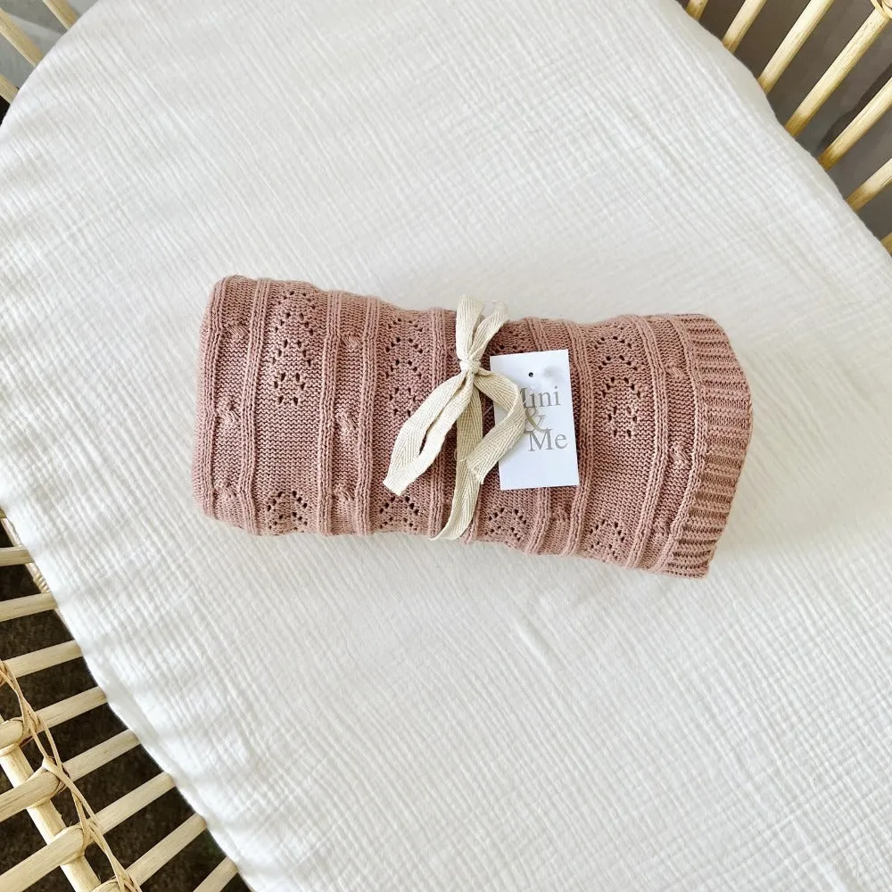 Mini & Me Harvest Knit Baby Blanket Blush