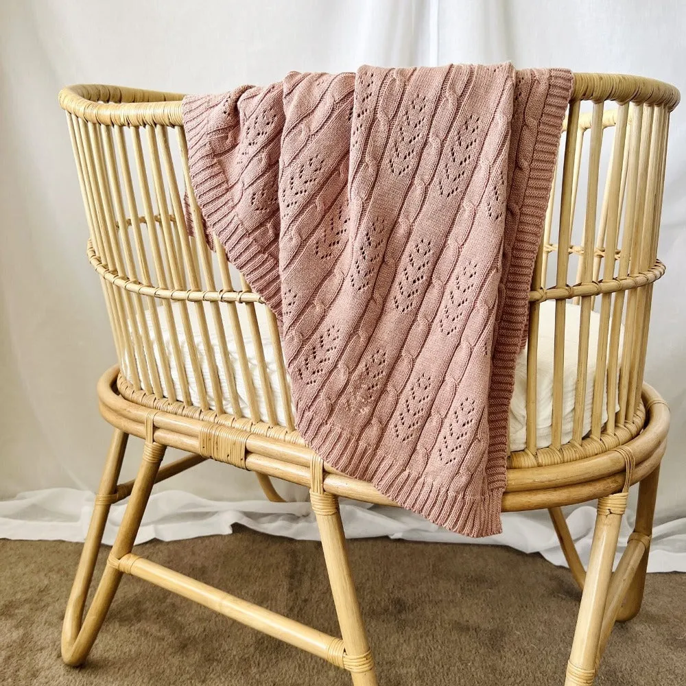 Mini & Me Harvest Knit Baby Blanket Blush