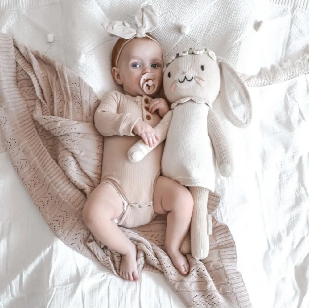 Mini & Me Harvest Knit Baby Blanket Seashell