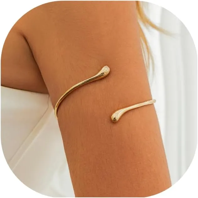 Minimalist Arm Cuff Gold Cuff Upper Arm Bracelet Dainty Layered Bangle Jewelry for Women