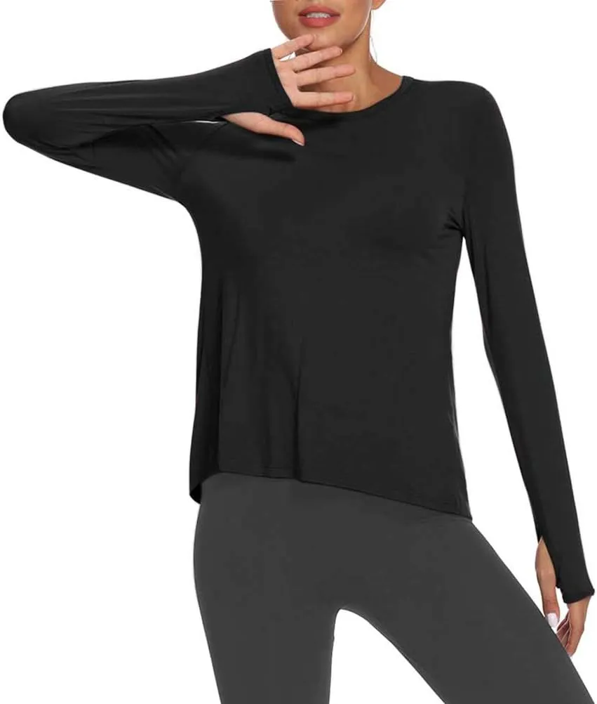 Mippo Long Sleeve Workout Shirts for Women Yoga Tops Open Back Running Shirts Athletic Clothes