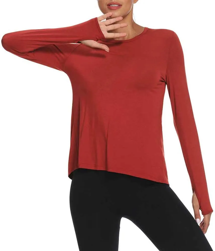 Mippo Long Sleeve Workout Shirts for Women Yoga Tops Open Back Running Shirts Athletic Clothes