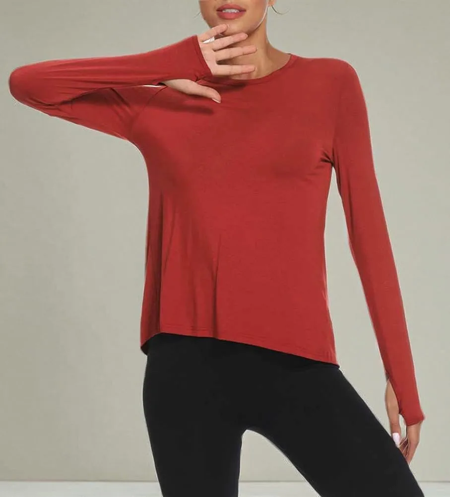 Mippo Long Sleeve Workout Shirts for Women Yoga Tops Open Back Running Shirts Athletic Clothes