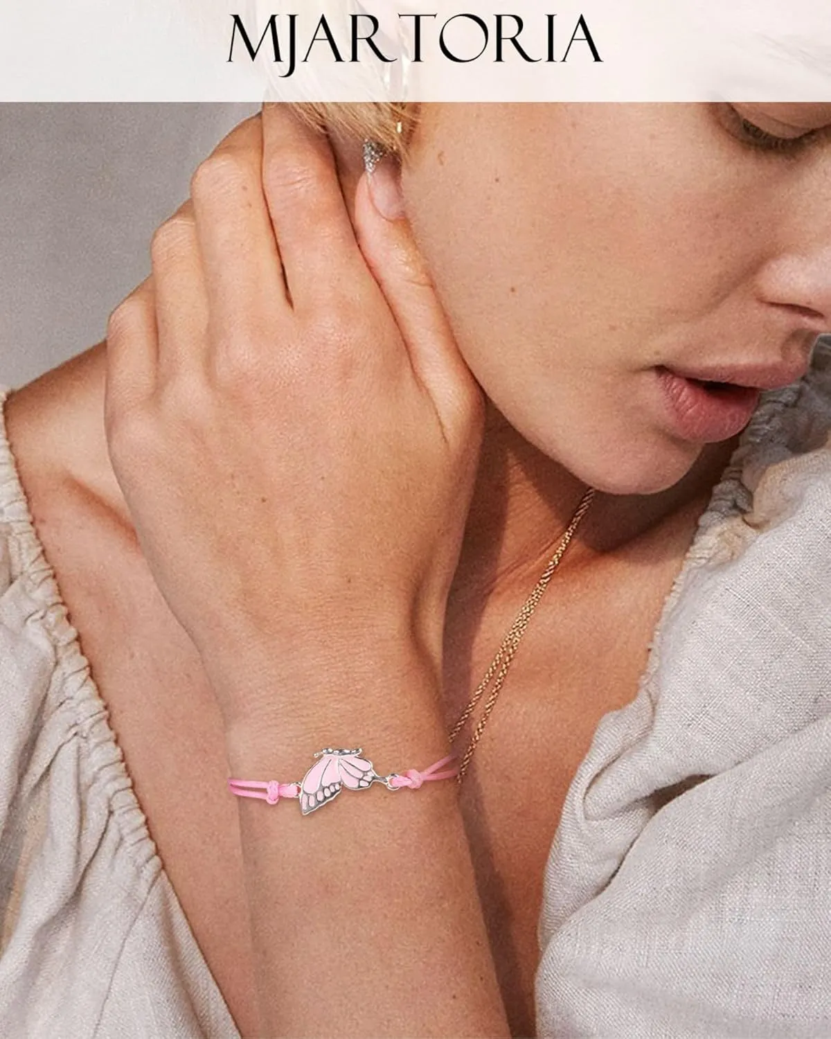 MJartoria BFF Bracelets for 2-Butterfly Matching Bracelets Adjustable Strand Best Friends Bracelet Handmade Charm Friendship Bracelets Jewelry Gifts for Women Couples