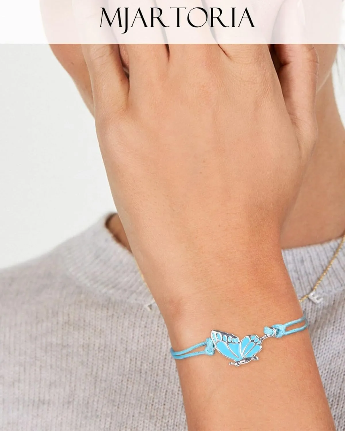 MJartoria BFF Bracelets for 2-Butterfly Matching Bracelets Adjustable Strand Best Friends Bracelet Handmade Charm Friendship Bracelets Jewelry Gifts for Women Couples