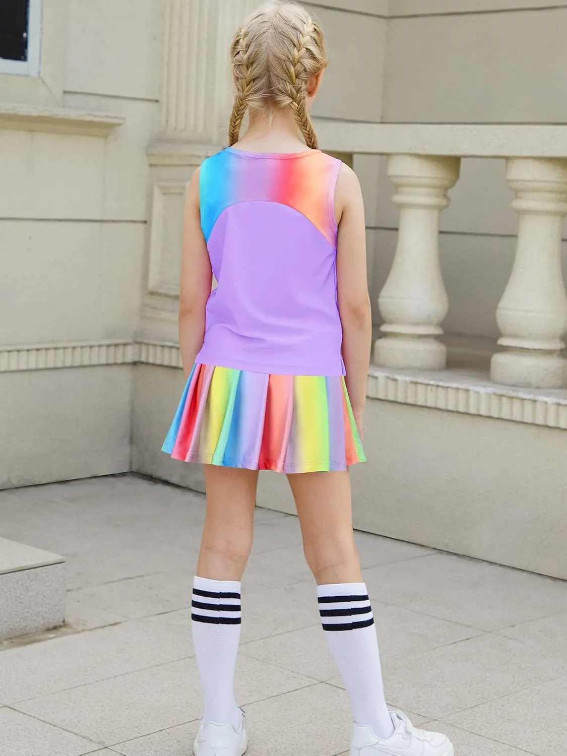 MODAFANS Girls Tennis Golf Pickball Dress Athletic Outfits Kids Tank Top and Skorts Sets