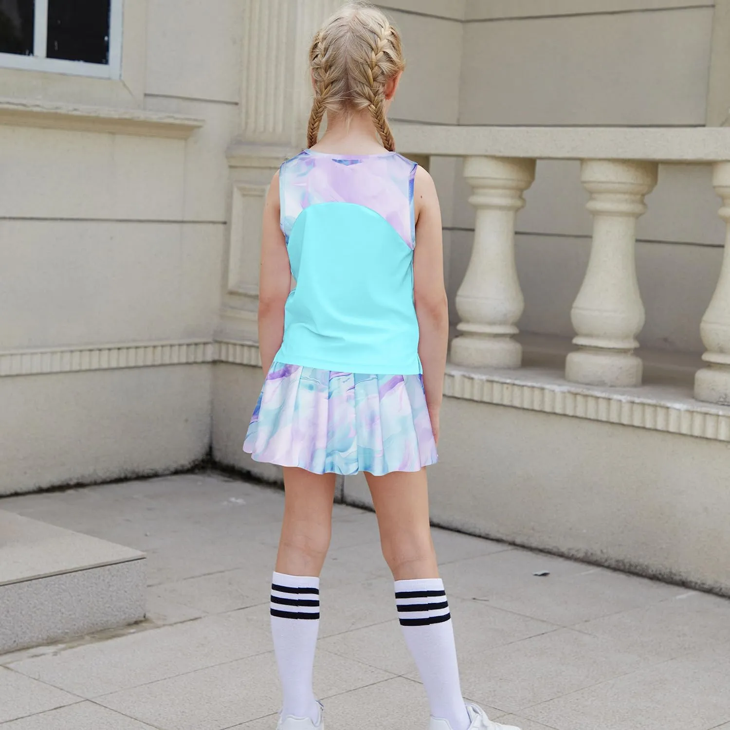 MODAFANS Girls Tennis Golf Pickball Dress Athletic Outfits Kids Tank Top and Skorts Sets