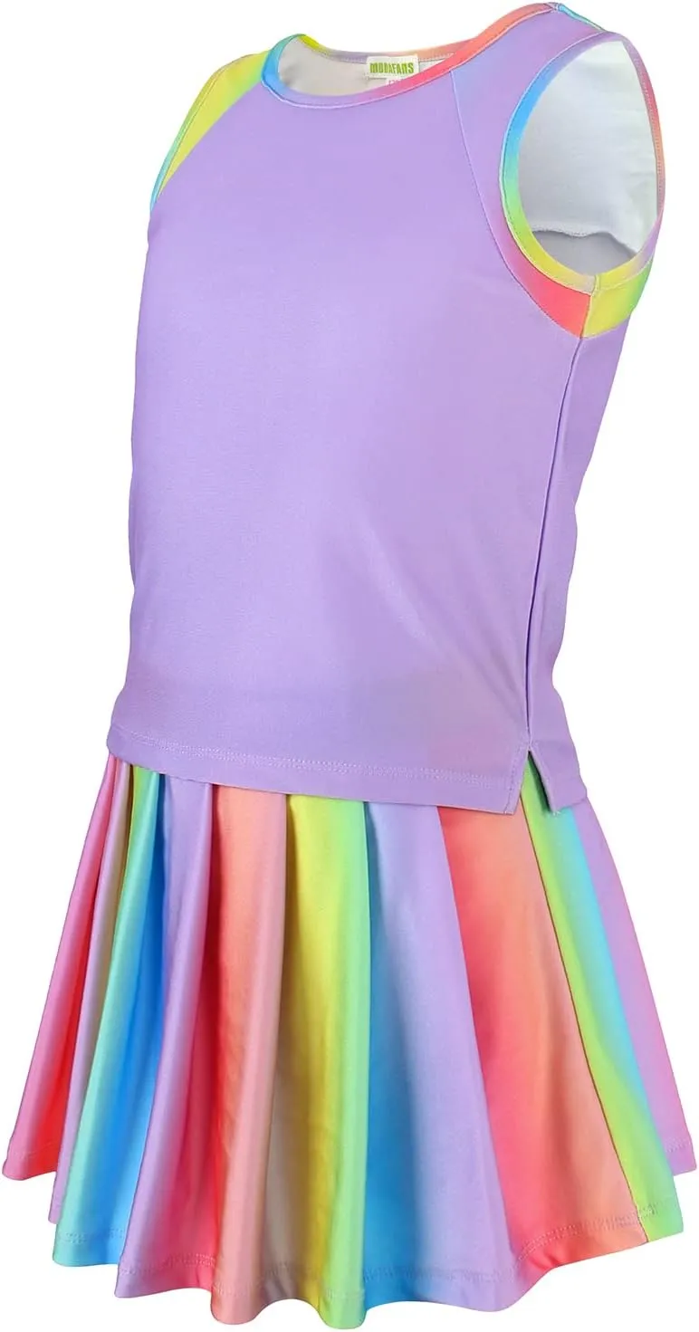 MODAFANS Girls Tennis Golf Pickball Dress Athletic Outfits Kids Tank Top and Skorts Sets
