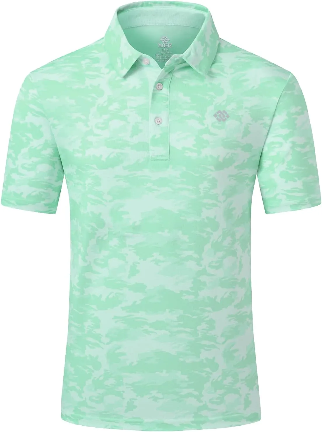 MoFiz Men's Camo Polo Golf Shirt Hiking Dry Fit Short Sleeve T-Shirts Pique Collared Polo Jersey