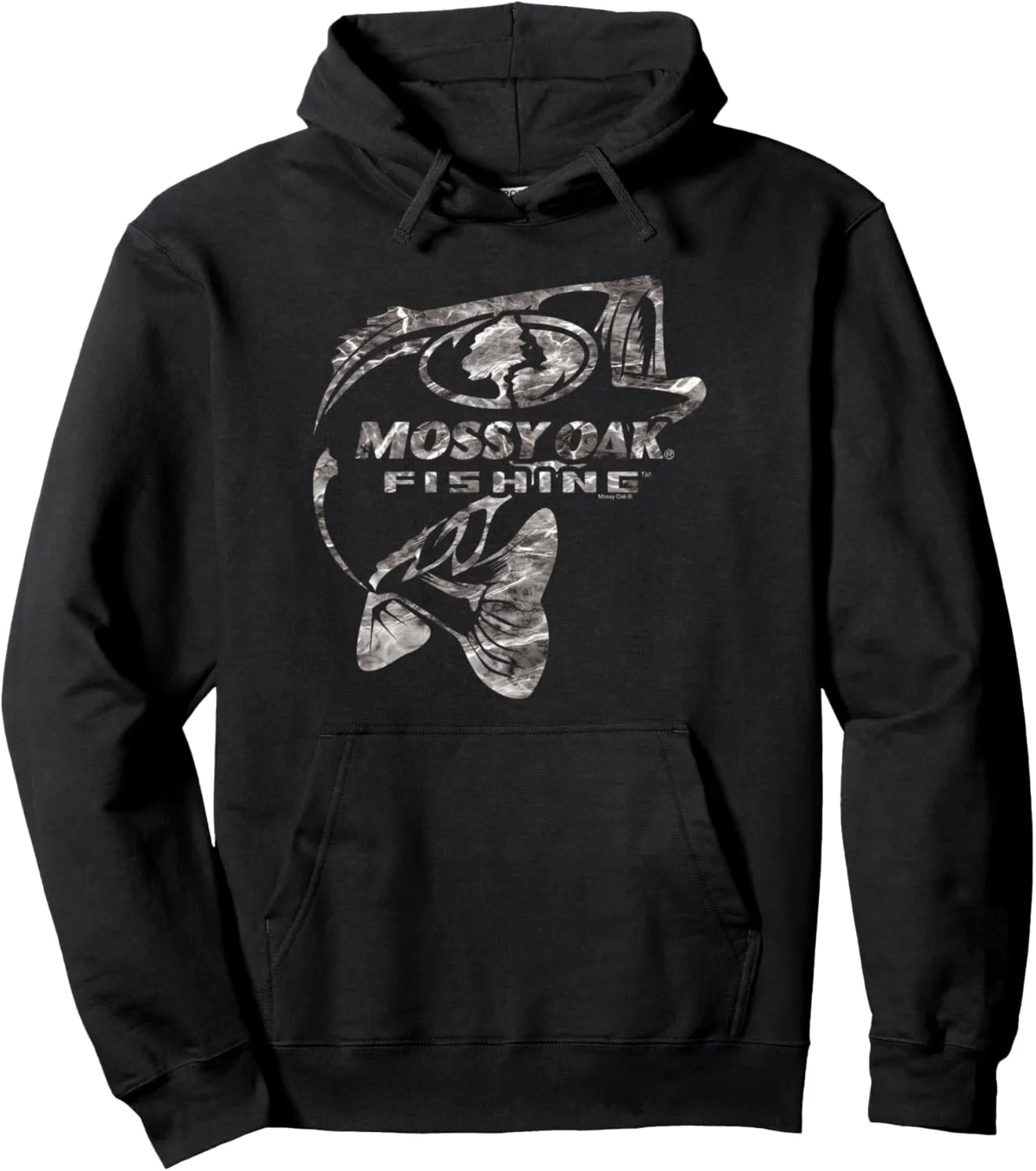 Mossy Oak Fishing Bass Open Water Classic Grey Logo Pullover Hoodie