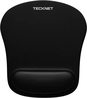 Mouse Pad with Wrist Support, TECKNET Ergonomic Gaming Mouse Pad Pain Relief, Portable Comfortable Mousepad for Computer, Laptop, Office, Home and Travel, Non-Slip Base, Waterproof Surface, Black