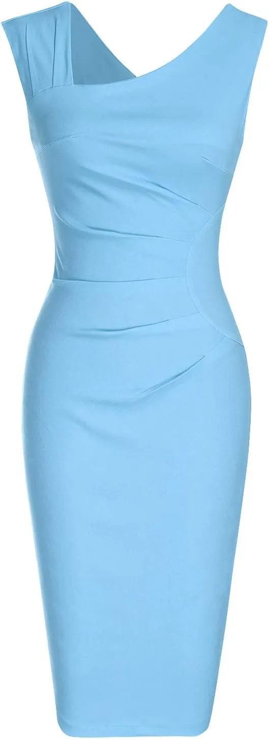 MUXXN Women's Retro 1950s Style Sleeveless Slim Business Pencil Dress