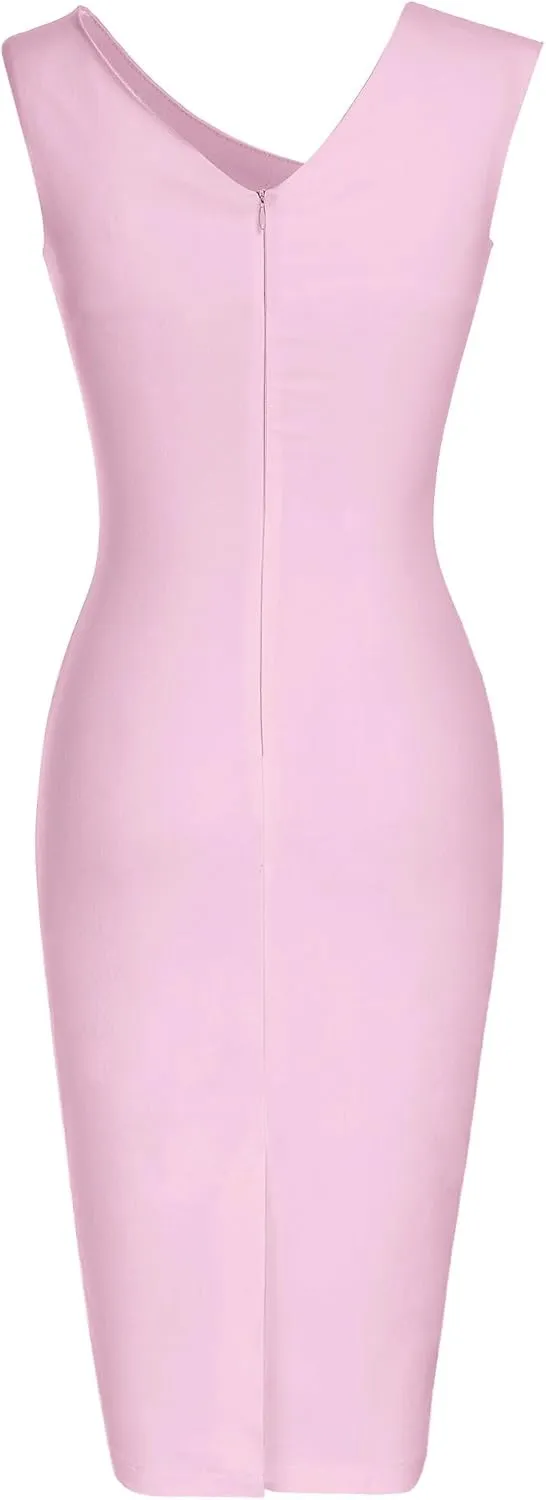 MUXXN Women's Retro 1950s Style Sleeveless Slim Business Pencil Dress