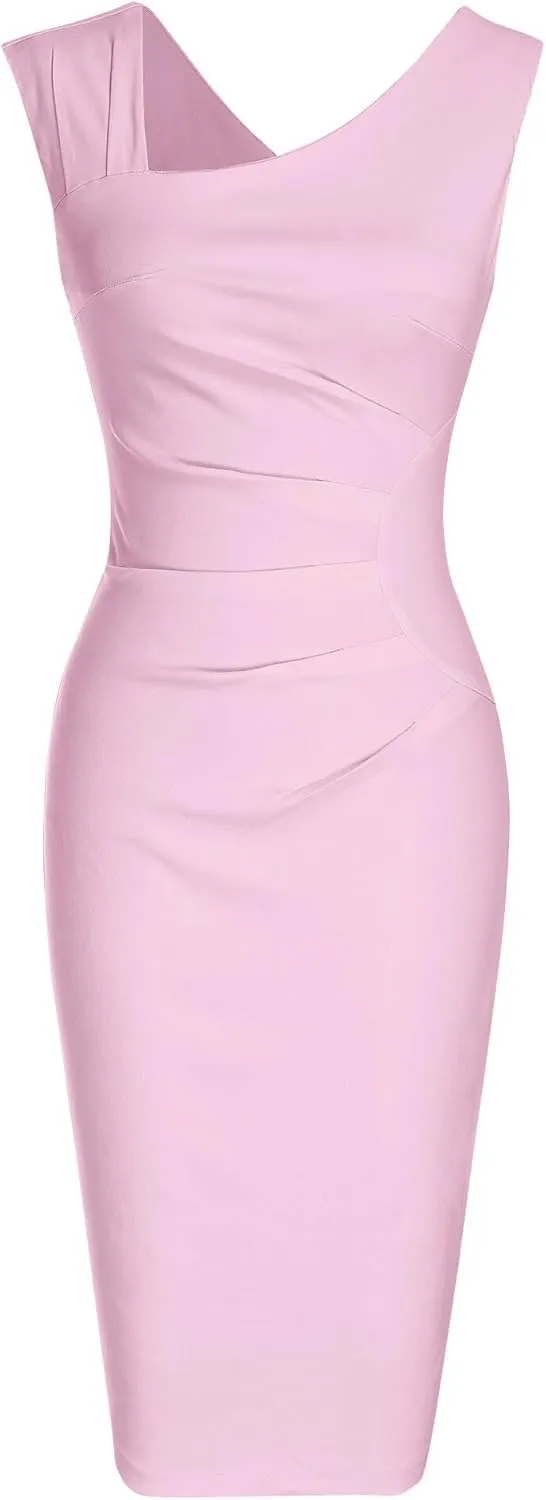 MUXXN Women's Retro 1950s Style Sleeveless Slim Business Pencil Dress