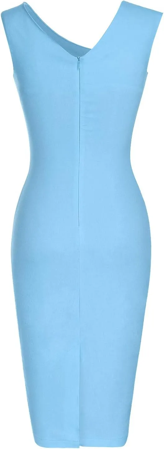 MUXXN Women's Retro 1950s Style Sleeveless Slim Business Pencil Dress