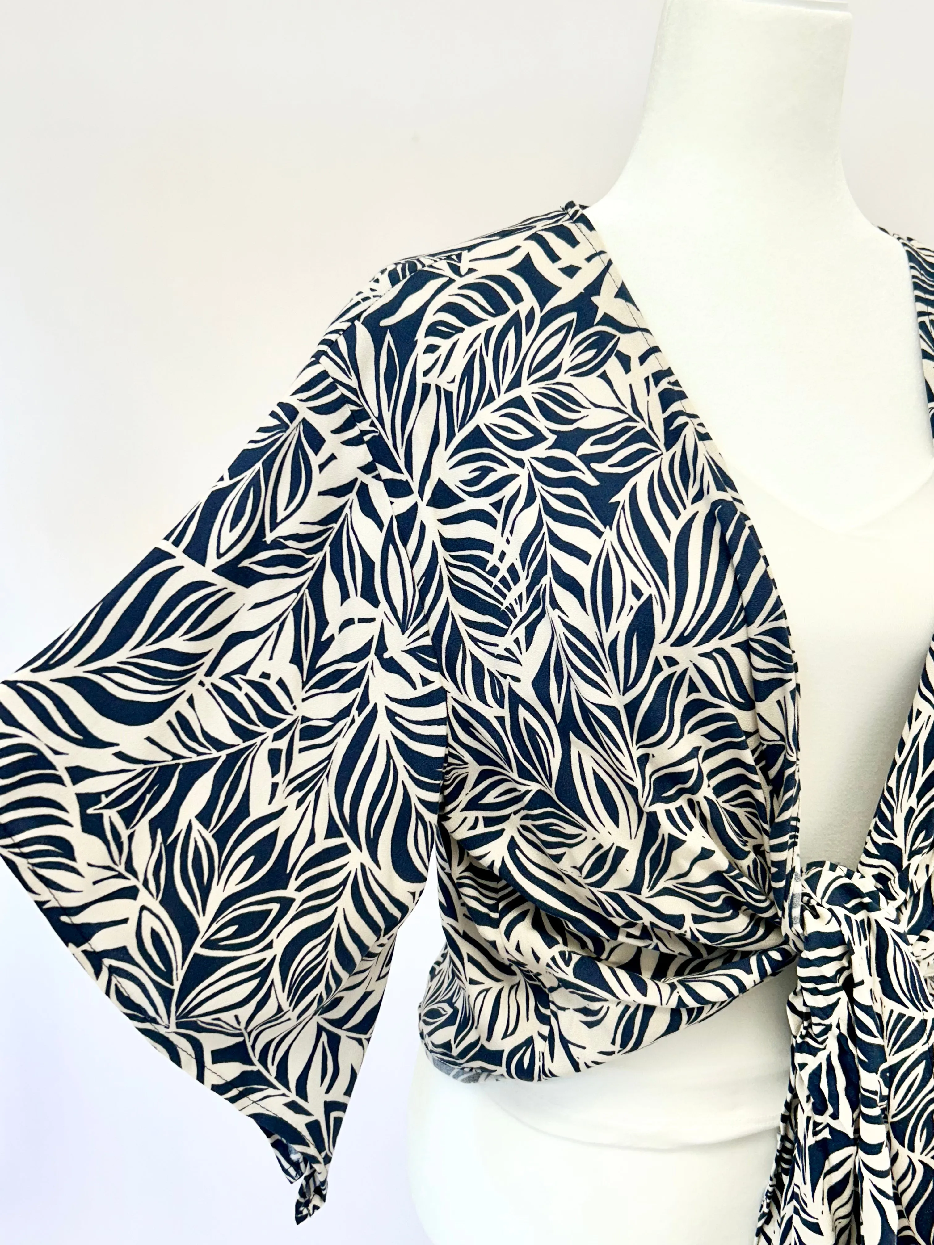 Navy Ivory Printed Kimono Top