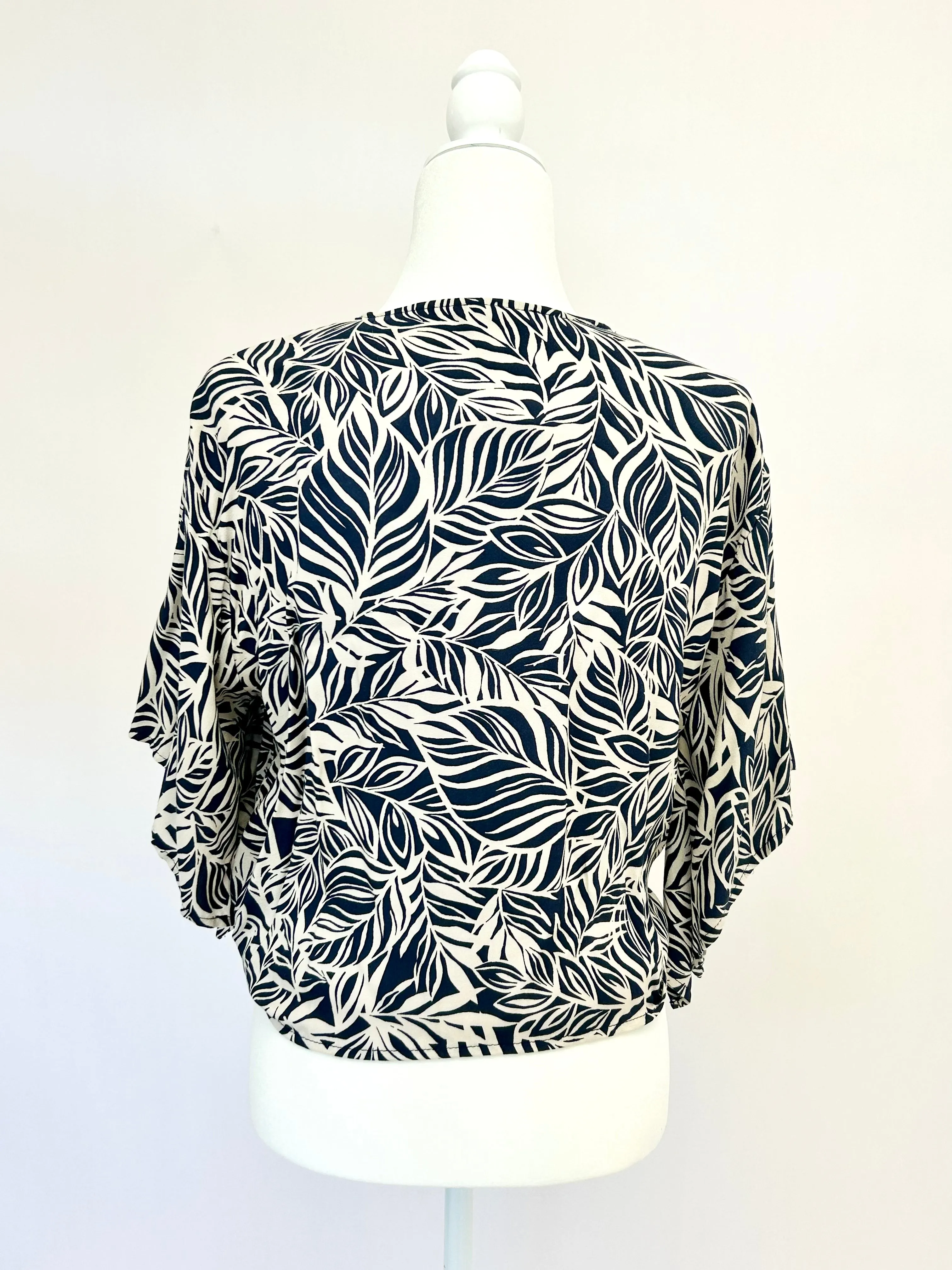 Navy Ivory Printed Kimono Top